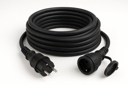 Schukoverlängerung Vollgummistecker und Kupplung IP44, 5m